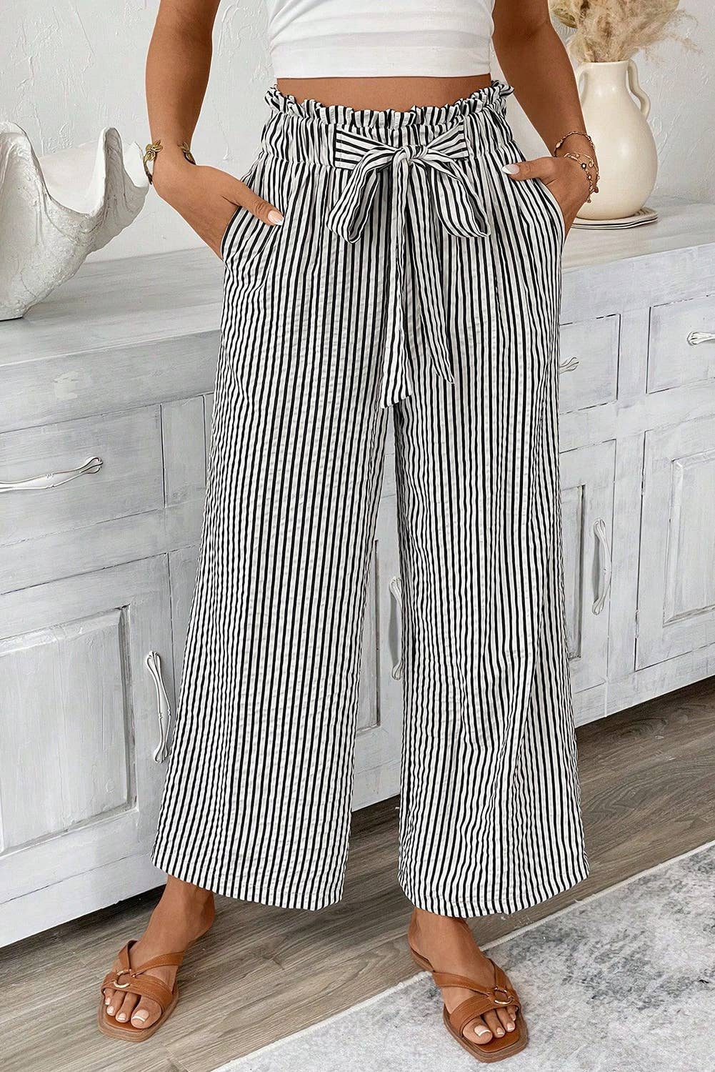 Striped Knot Pocket Pants 783