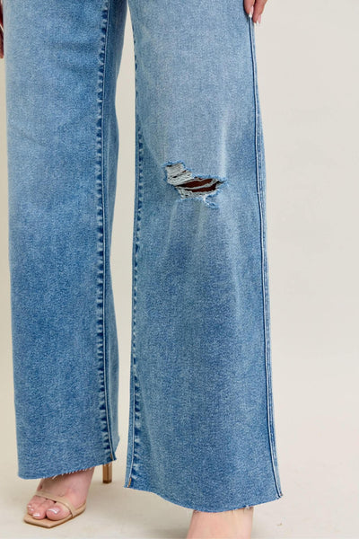 Judy Blue Vintage Wash Wide Leg Jeans 8608