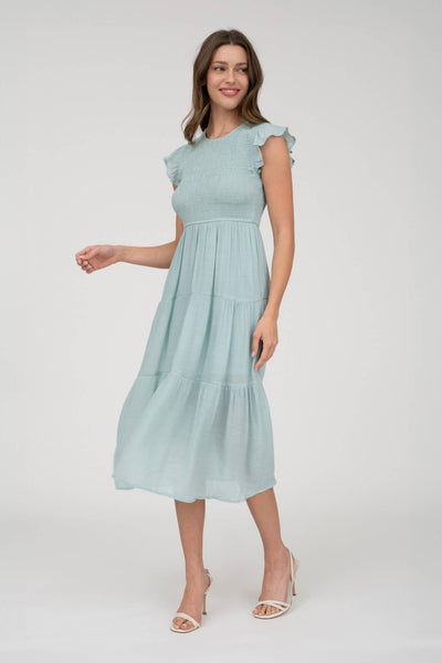Smocked Tiered Midi Dress 2029