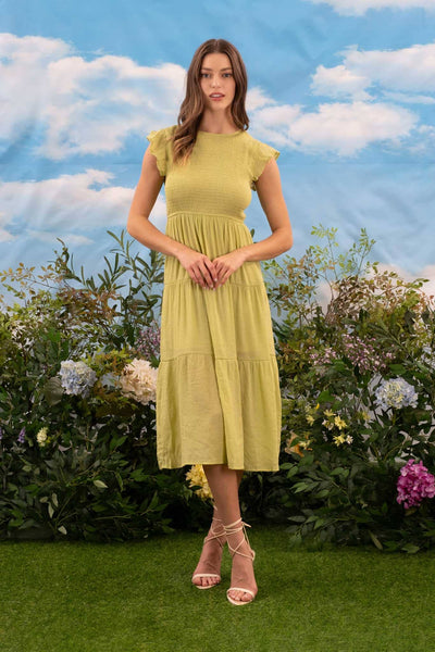 Smocked Tiered Midi Dress 2029