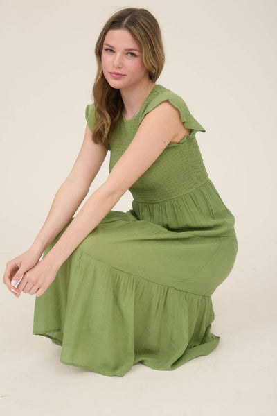 Smocked Tiered Midi Dress 2029
