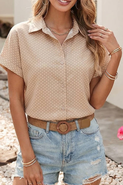 Dotted Print Cuffed Shirt 7405