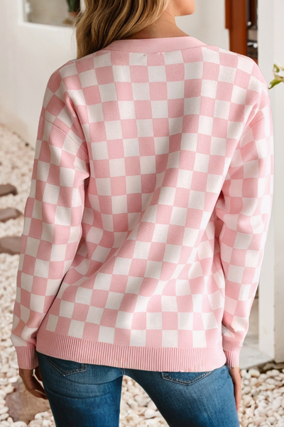 Checkered Christmas Tree Cardigan 2512