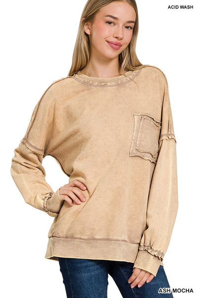 Terry Acid Front Pocket Pullover 5203