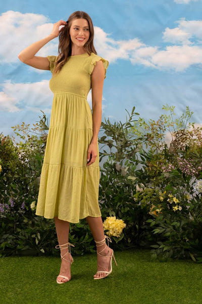 Smocked Tiered Midi Dress 2029