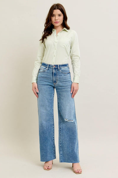 Judy Blue Vintage Wash Wide Leg Jeans 8608