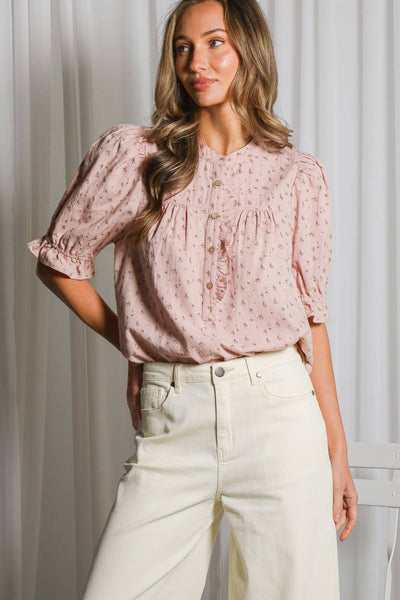 Ruffle Embellished Floral Shirt 3202