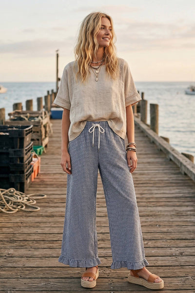 Checkered Gingham Fully Lined Pants 2287