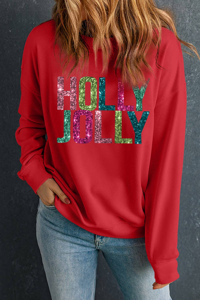 Glittering HOLLY JOLLY Christmas Sweatshirt 815