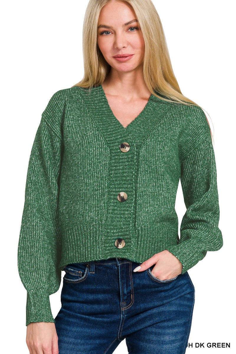 Melange Button Front Sweater Cardigan 2250