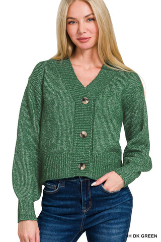 Melange Button Front Sweater Cardigan 2250