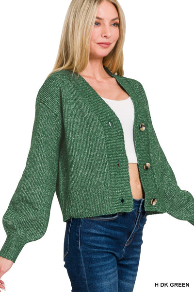 Melange Button Front Sweater Cardigan 2250