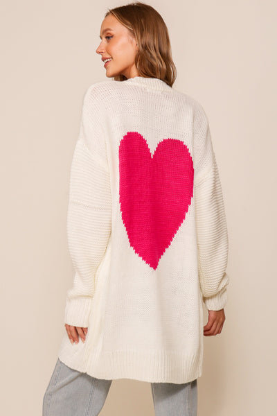 Long Sleeve Cardigan with Heart on Back 8252