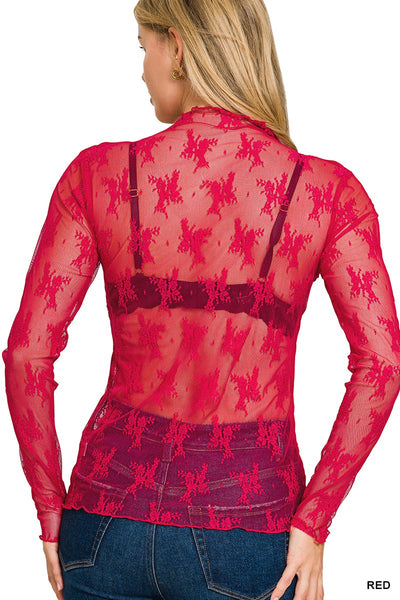 Lace See-through Layering Top 6343