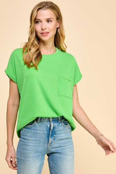Solid Ribbed Top with Pockets 1641