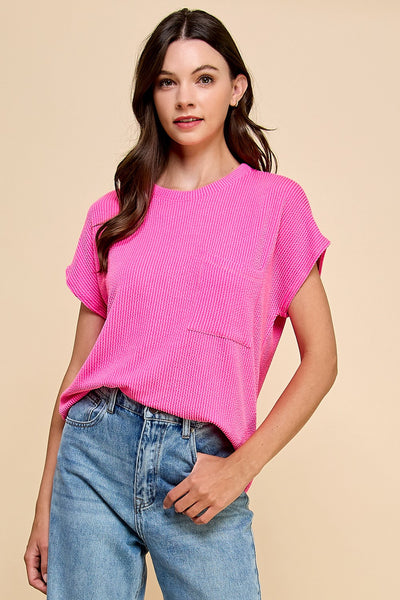 Solid Ribbed Top with Pockets 1641