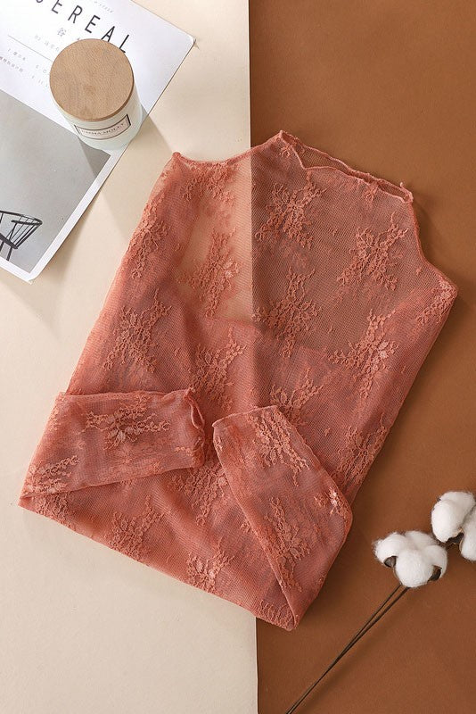 Sheer Lace Long Sleeve 10T