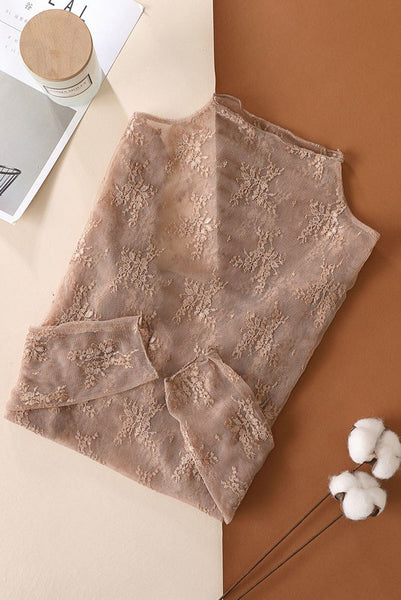 Sheer Lace Long Sleeve 10T