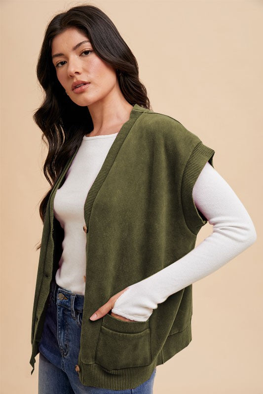 Mineral Wash Brushed French Terry Vest 8233