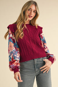 Mixed Media Sweater Top 749