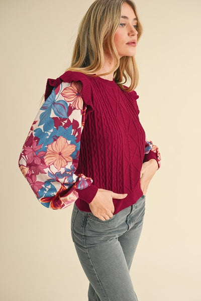 Mixed Media Sweater Top 749