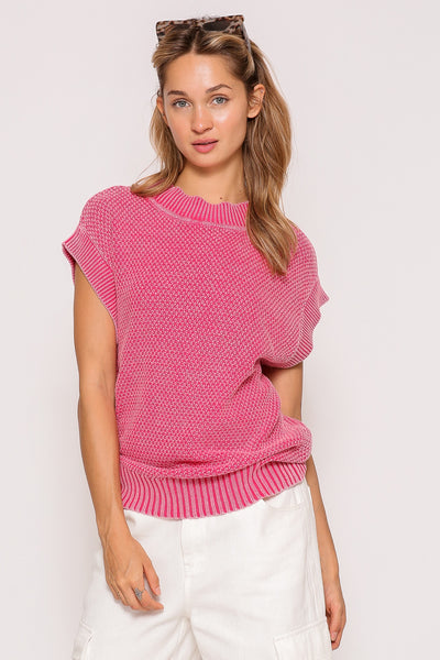 Cap Sleeve Mineral Wash Sweater 1652