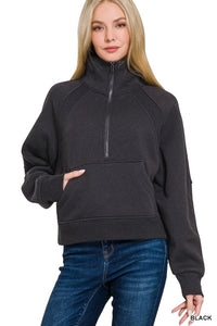 Fleece Half Zip Kangaroo Pocket Sweatshirt 4360