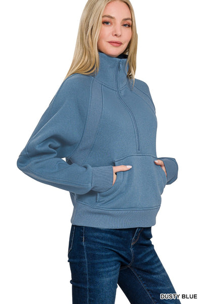 Fleece Half Zip Kangaroo Pocket Sweatshirt 4360