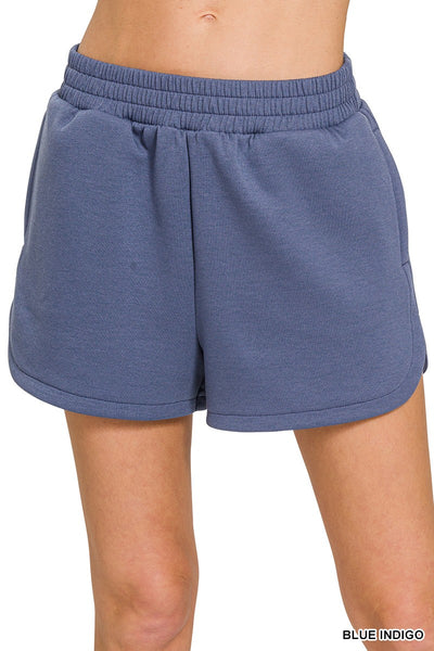 Scuba Elastic Waistband Dolphin Shorts 4077