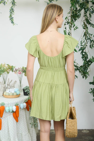 Shirred Flounce Mini Dress 2954