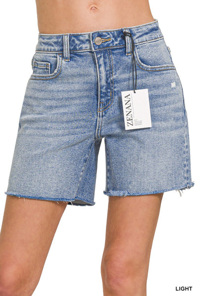 Zenana Mid Rise Raw Hem Denim Shorts 1995