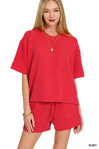 Corded Rib Short Sleeve Tee & Short Set 8588