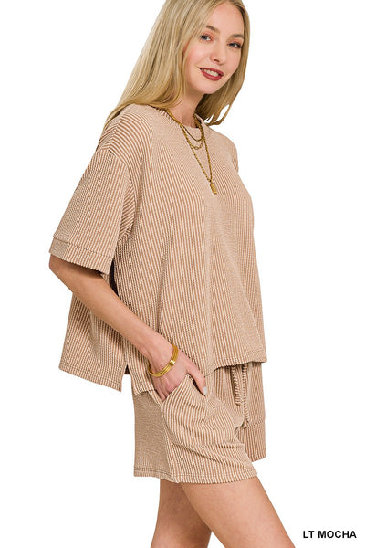 Corded Rib Short Sleeve Tee & Short Set 8588