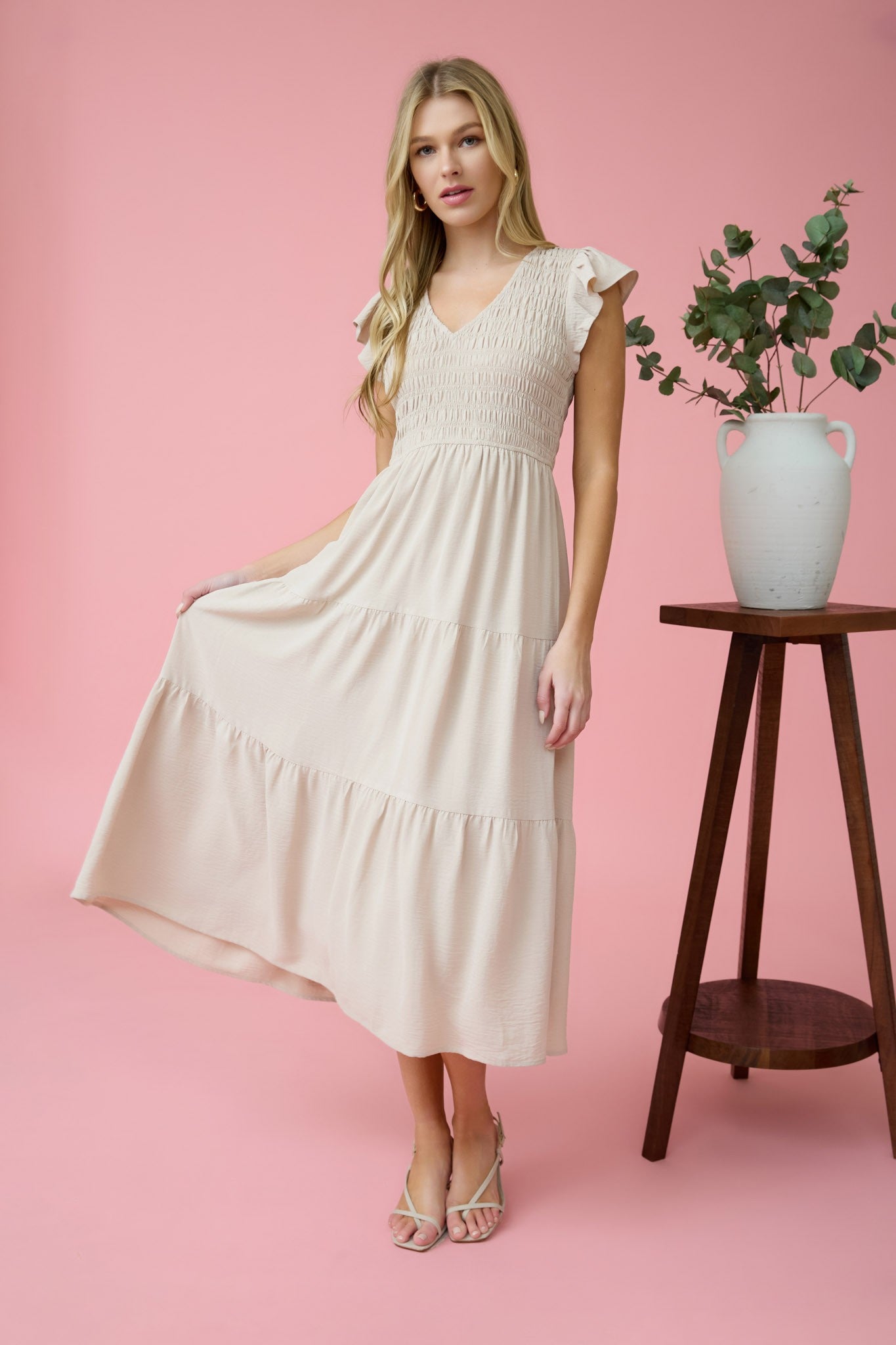FLUTTER SLEEVE MAXI DRESS 2179