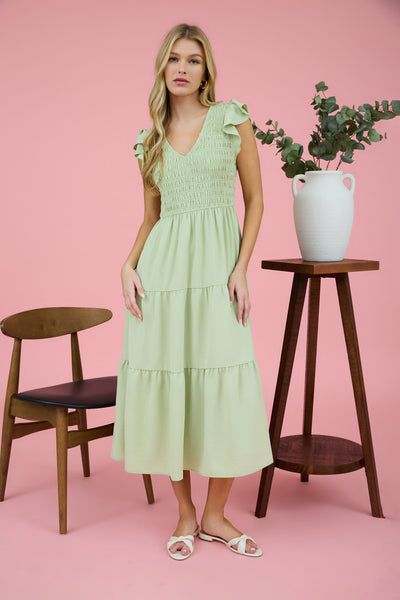 FLUTTER SLEEVE MAXI DRESS 2179