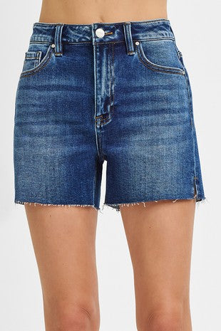 Risen High Rise Raw Cut Hem Side Slit Shorts 6159