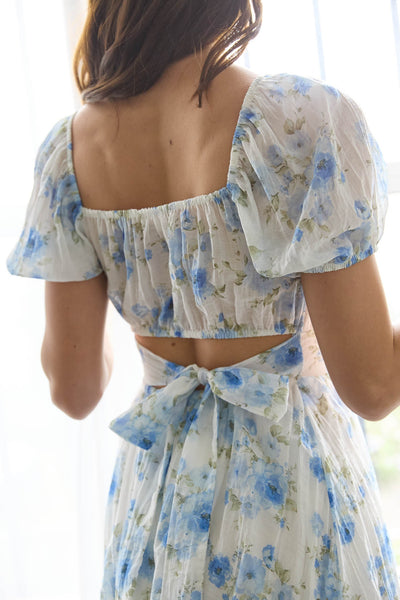 Floral Corset Detail Back Tie Mini Dress 2456