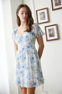 Floral Corset Detail Back Tie Mini Dress 2456