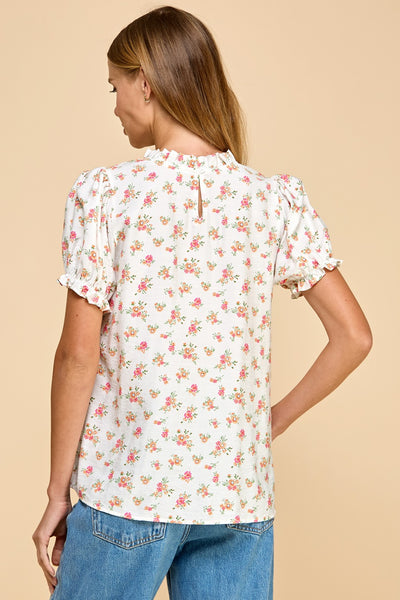 Floral Ruffled Neck & Sleeve Detail 752A
