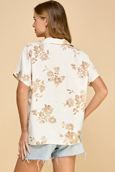 Floral printed V-neck blouse 1589