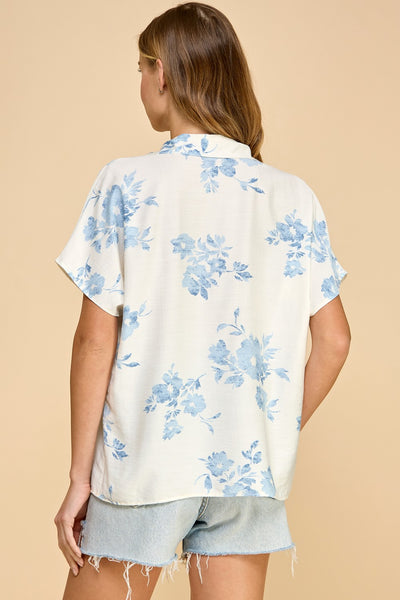 Floral printed V-neck blouse 1589