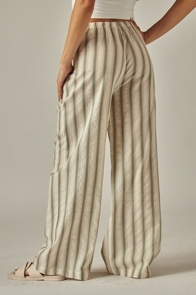 Striped Relaxed Wide Leg Linen Pants 250