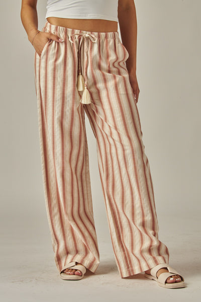 Striped Relaxed Wide Leg Linen Pants 250