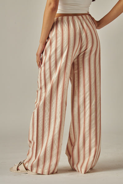 Striped Relaxed Wide Leg Linen Pants 250