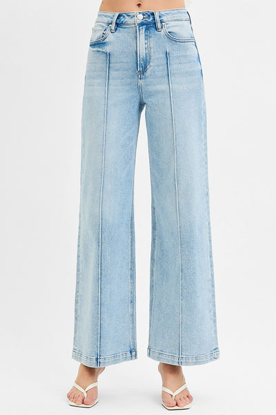 High Waist Wide Leg Pintuck Detailed Jeans 5989L