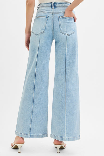 High Waist Wide Leg Pintuck Detailed Jeans 5989L