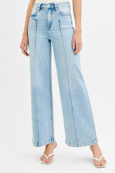 High Waist Wide Leg Pintuck Detailed Jeans 5989L