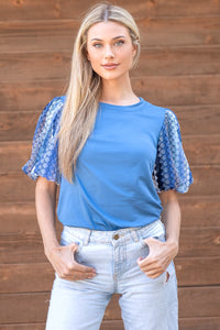Solid Top w/ Multi Fabric Sleeves 1754B