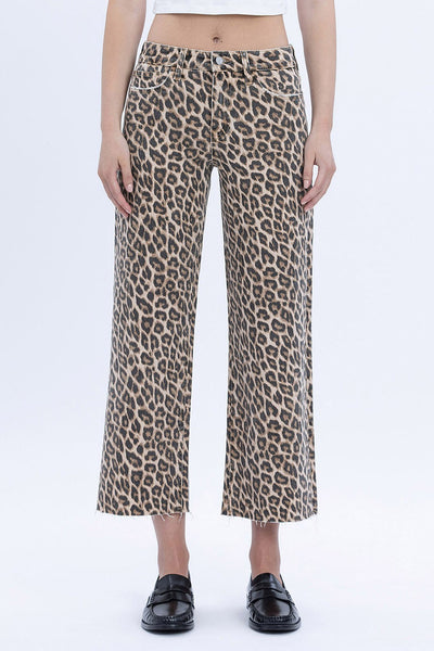 Vervet High Rise Crop Wide Leg Leopard Print 5894
