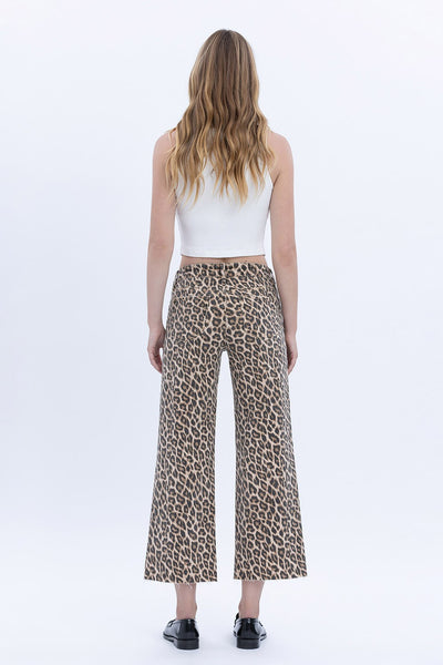Vervet High Rise Crop Wide Leg Leopard Print 5894